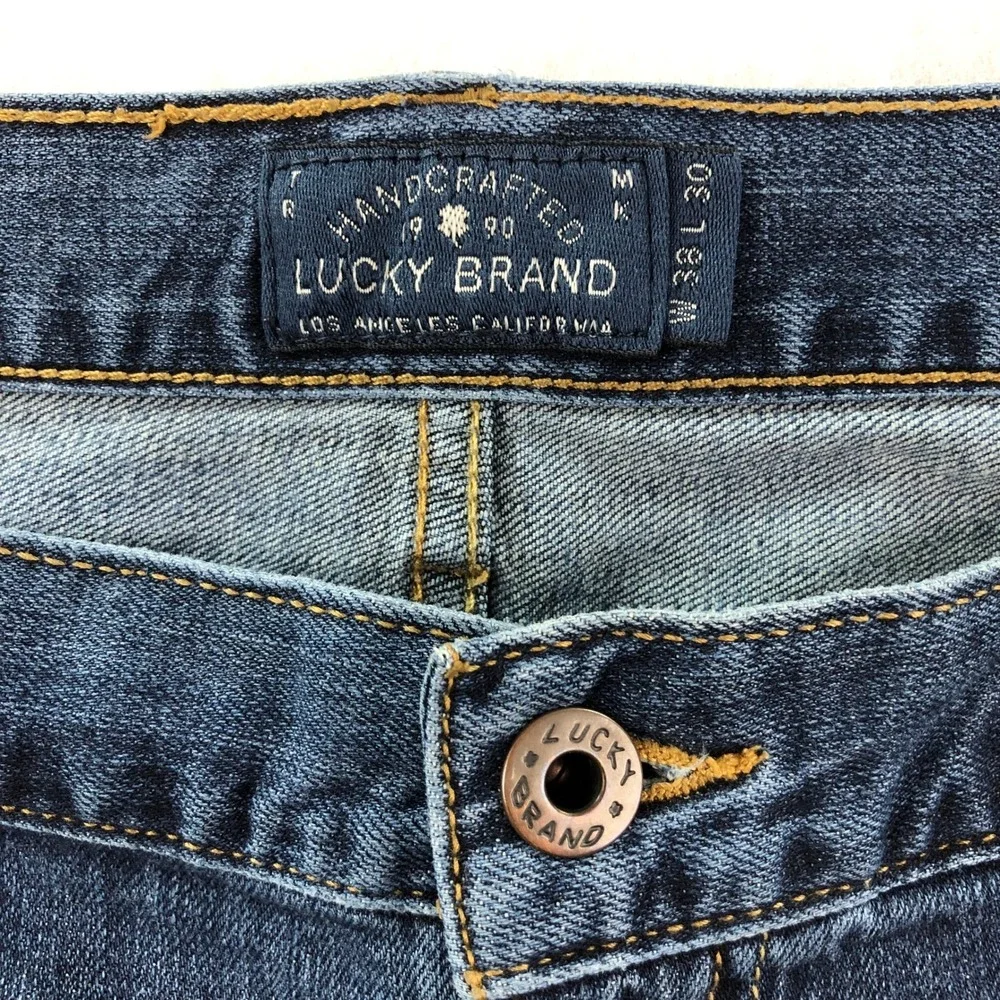 Lucky Brand 429 Mens 38x30 Blue Cotton Blend Button Fly Classic Straight Jeans